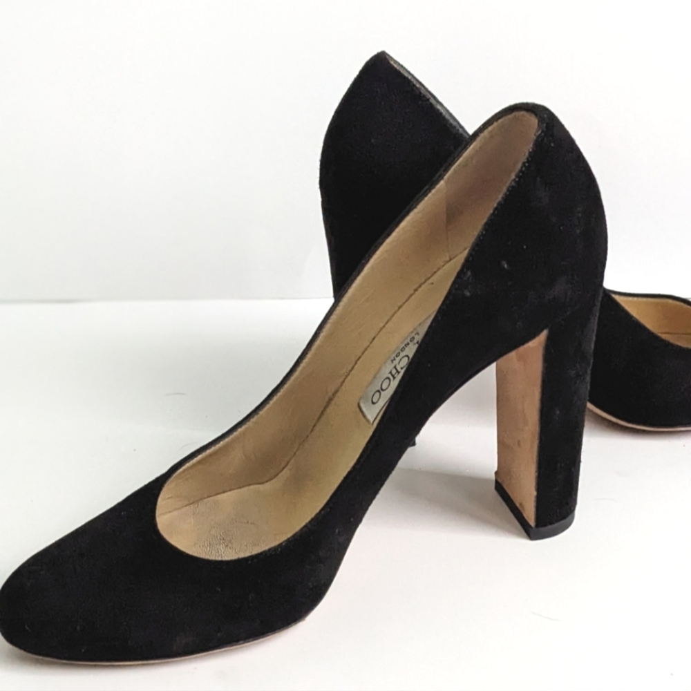 Jimmy Choo Block Heel Pumps- Suede